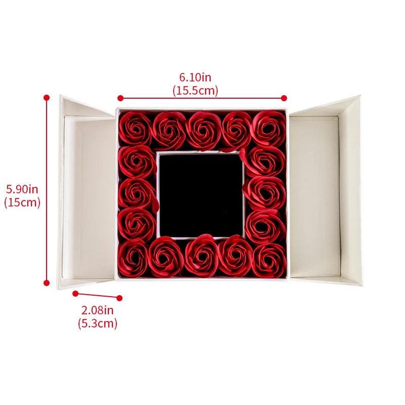 Eternal Flower Jewelry Box W Blue Crystal Heart Necklace Pendant Soap Rose Gift Box Wedding Jewelry Gift for Women Girfriend Mom