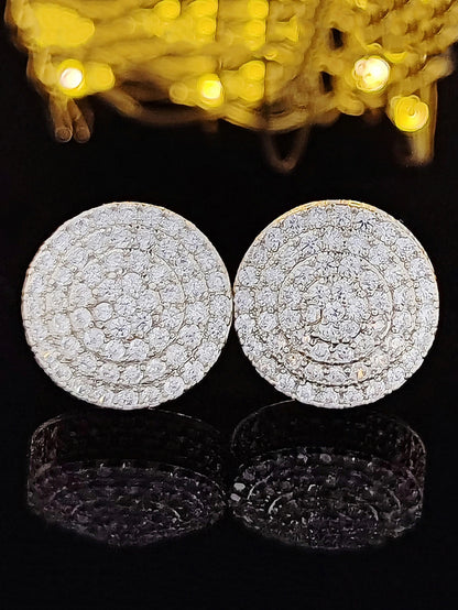 New Luxury Fashion Round Copper Zirconia Stud Earrings For Women Anniversary Gift Silver Color Metal Earring Party