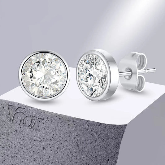 Vnox Simple Basic Earrings for Women Men, AAA CZ Stone Bling Stud Earrings, Never Fade Metal Ear Jewelry