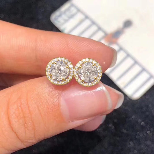 Huitan Classic Women's Stud Earrings Gold Color/Silver Color Crystal Cubic Zirconia Exquisite Female Earrings Versatile Jewelry