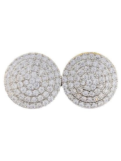 New Luxury Fashion Round Copper Zirconia Stud Earrings For Women Anniversary Gift Silver Color Metal Earring Party