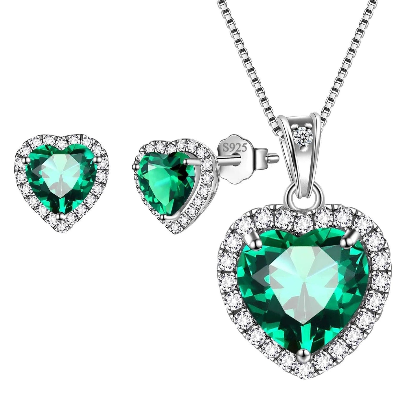 September Birthstone Jewelry Sets Blue Heart Jewelry Set Sapphire Fine Necklace Earrings 925 Sterling Silver Women Birthday Mother&#39;S Day Gifts