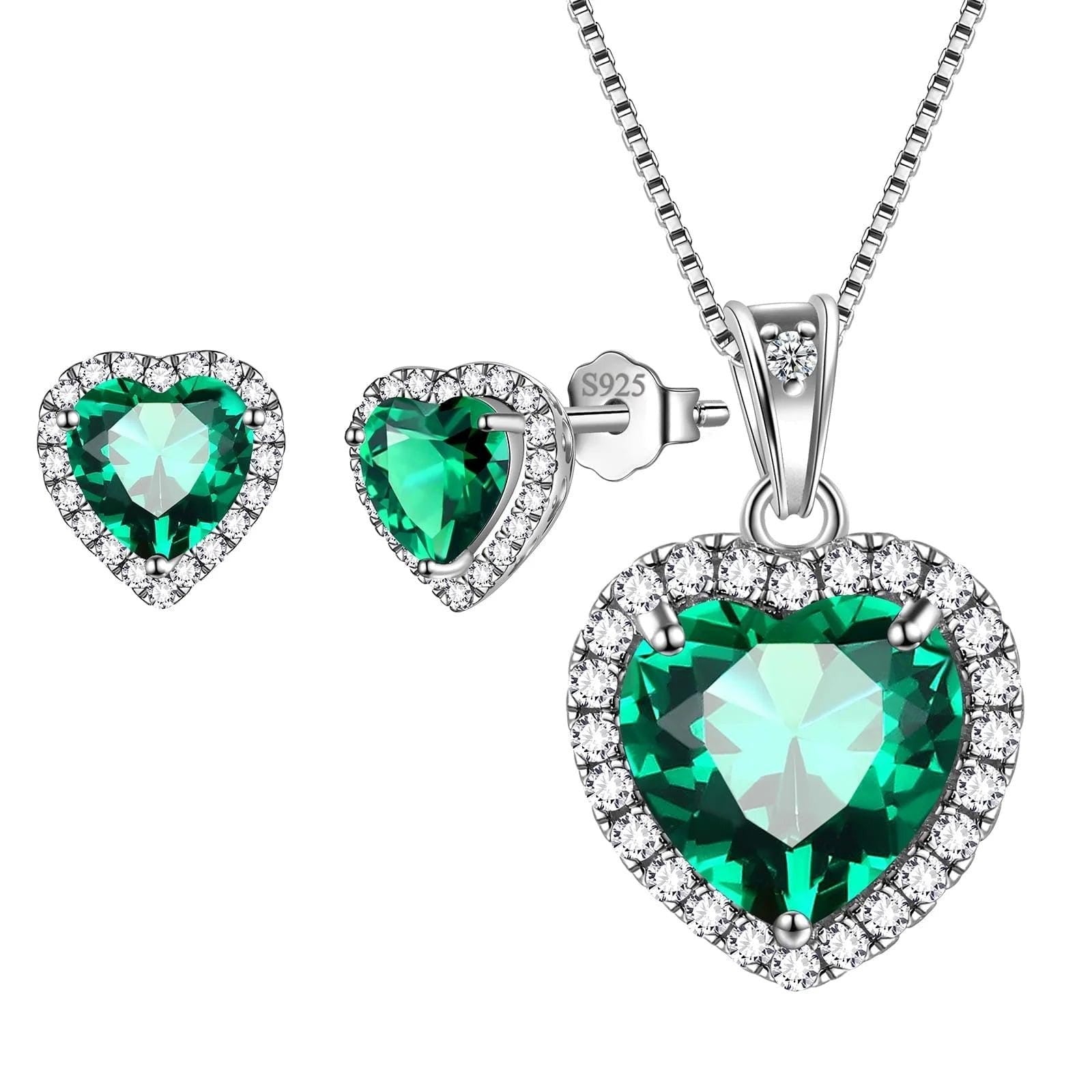 September Birthstone Jewelry Sets Blue Heart Jewelry Set Sapphire Fine Necklace Earrings 925 Sterling Silver Women Birthday Mother&#39;S Day Gifts