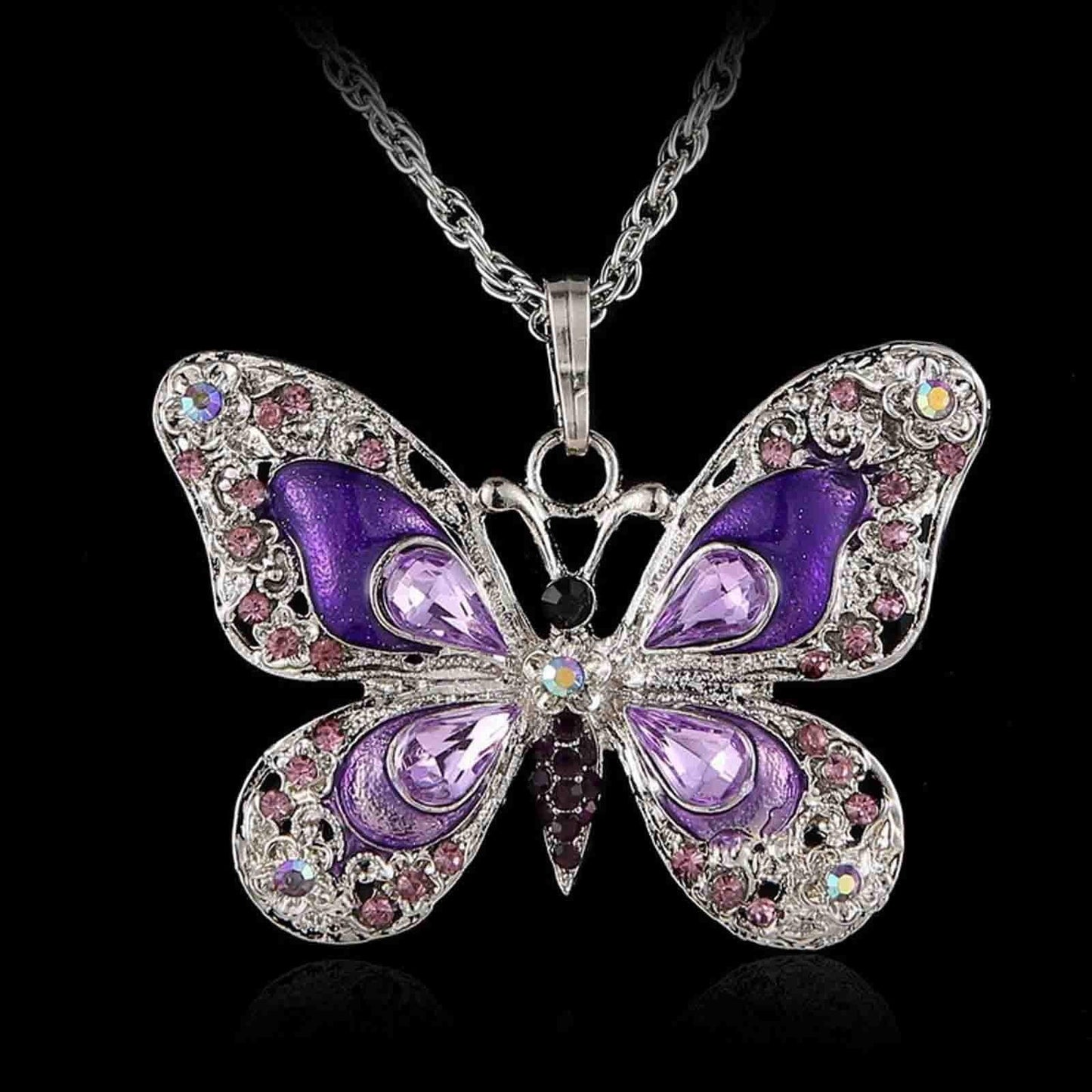 Mothers Day Gifts, Butterfly Necklace, Opal Jewelry Pendant Necklaces for Women, Silver Necklaces Gift for Women,Gift for Birthday Valentine&#39;S Day