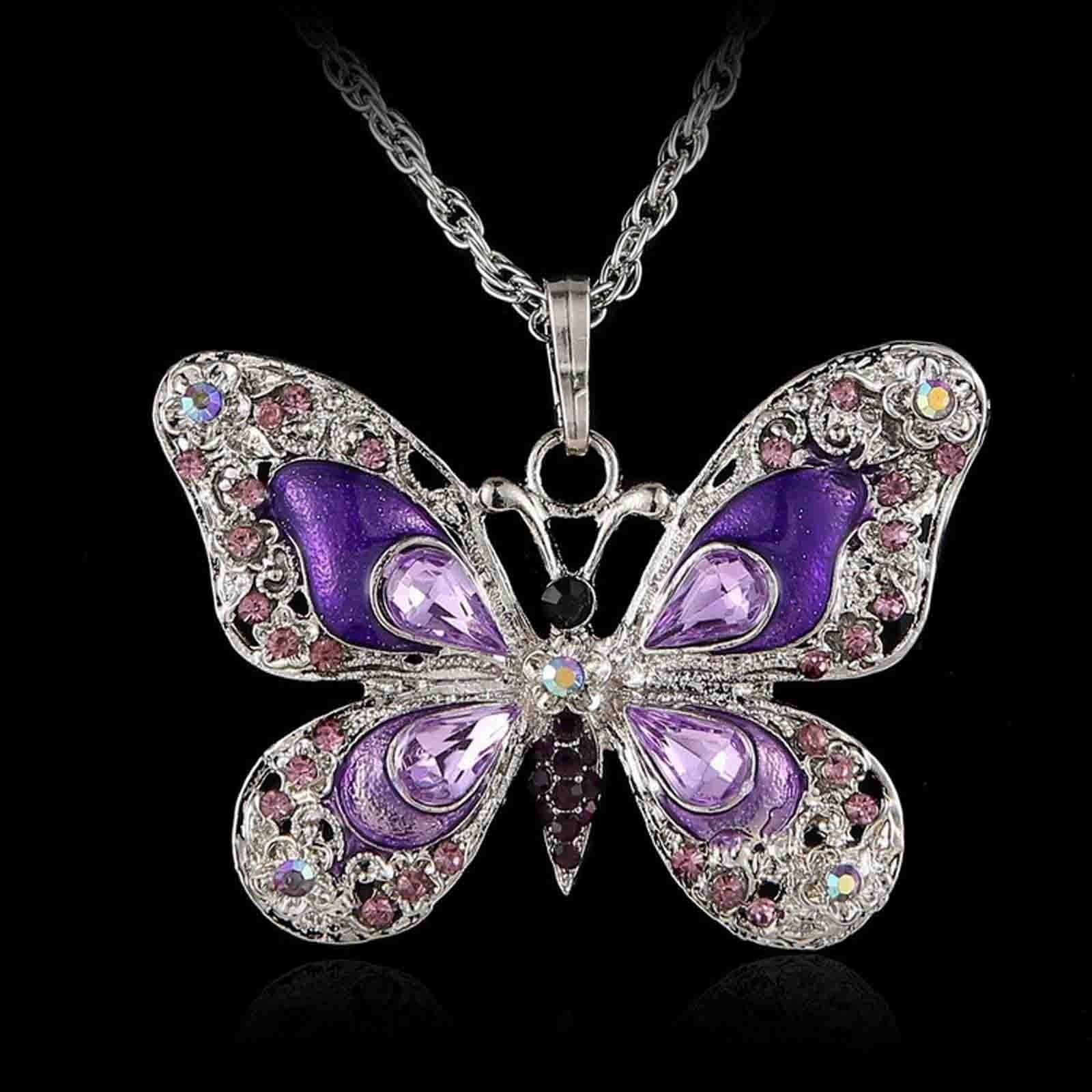 Mothers Day Gifts, Butterfly Necklace, Opal Jewelry Pendant Necklaces for Women, Silver Necklaces Gift for Women,Gift for Birthday Valentine&#39;S Day