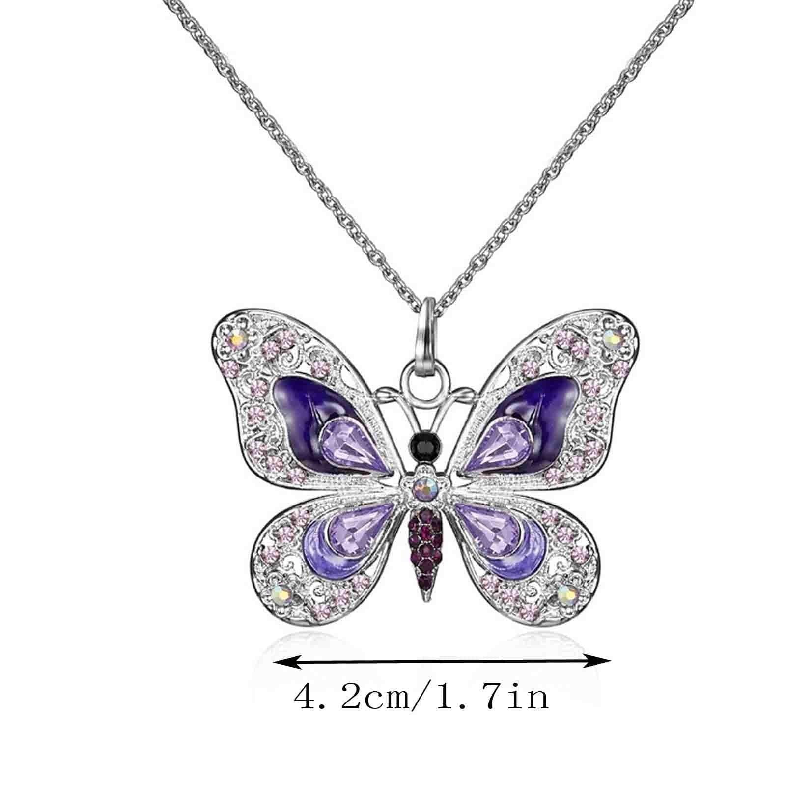 Mothers Day Gifts, Butterfly Necklace, Opal Jewelry Pendant Necklaces for Women, Silver Necklaces Gift for Women,Gift for Birthday Valentine&#39;S Day