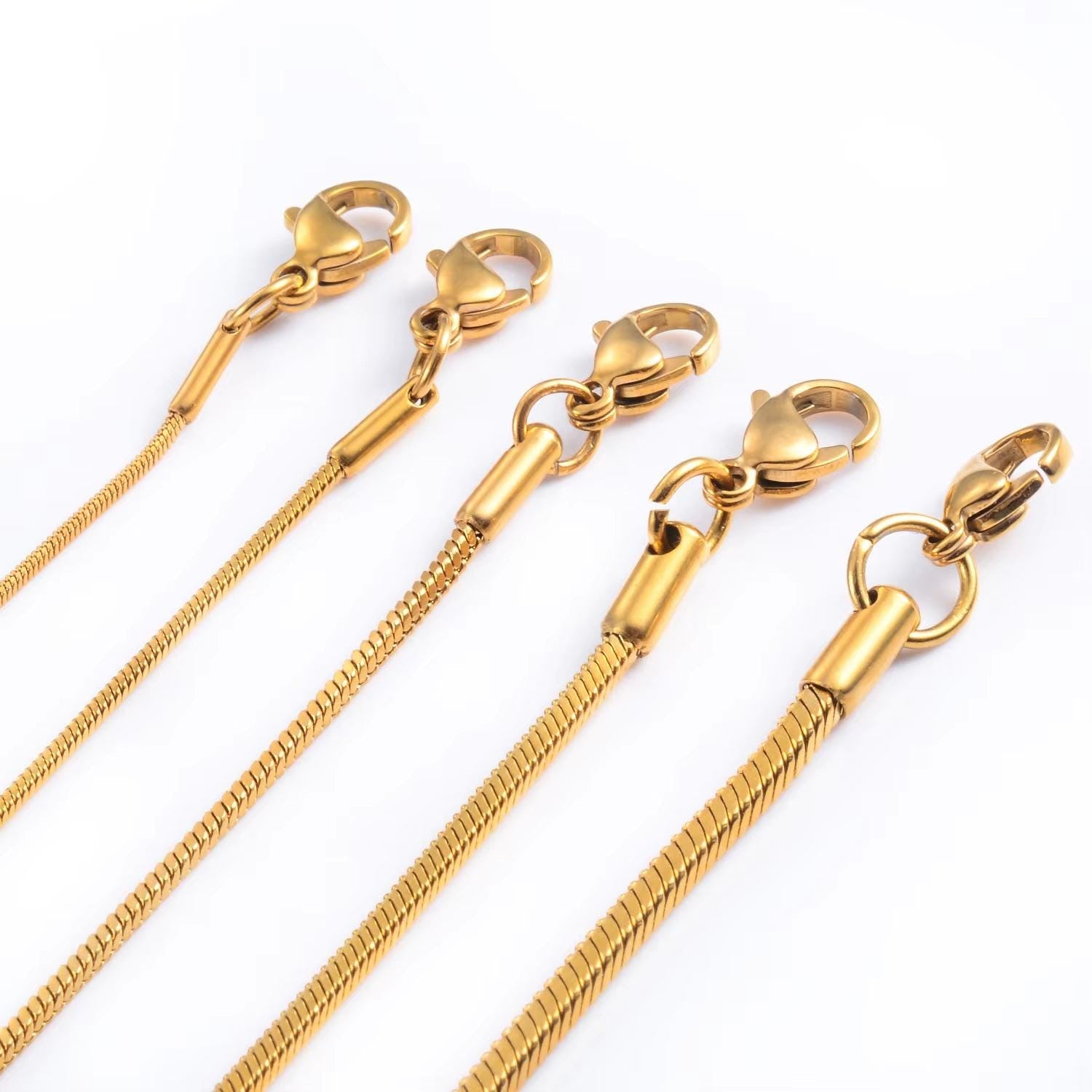 Witd 0.9/1.2/1.5/2/2.4Mm Stainless Steel Square Snake Chain Necklace Gold Color for Men Women&#39;S Fashion Jewelry