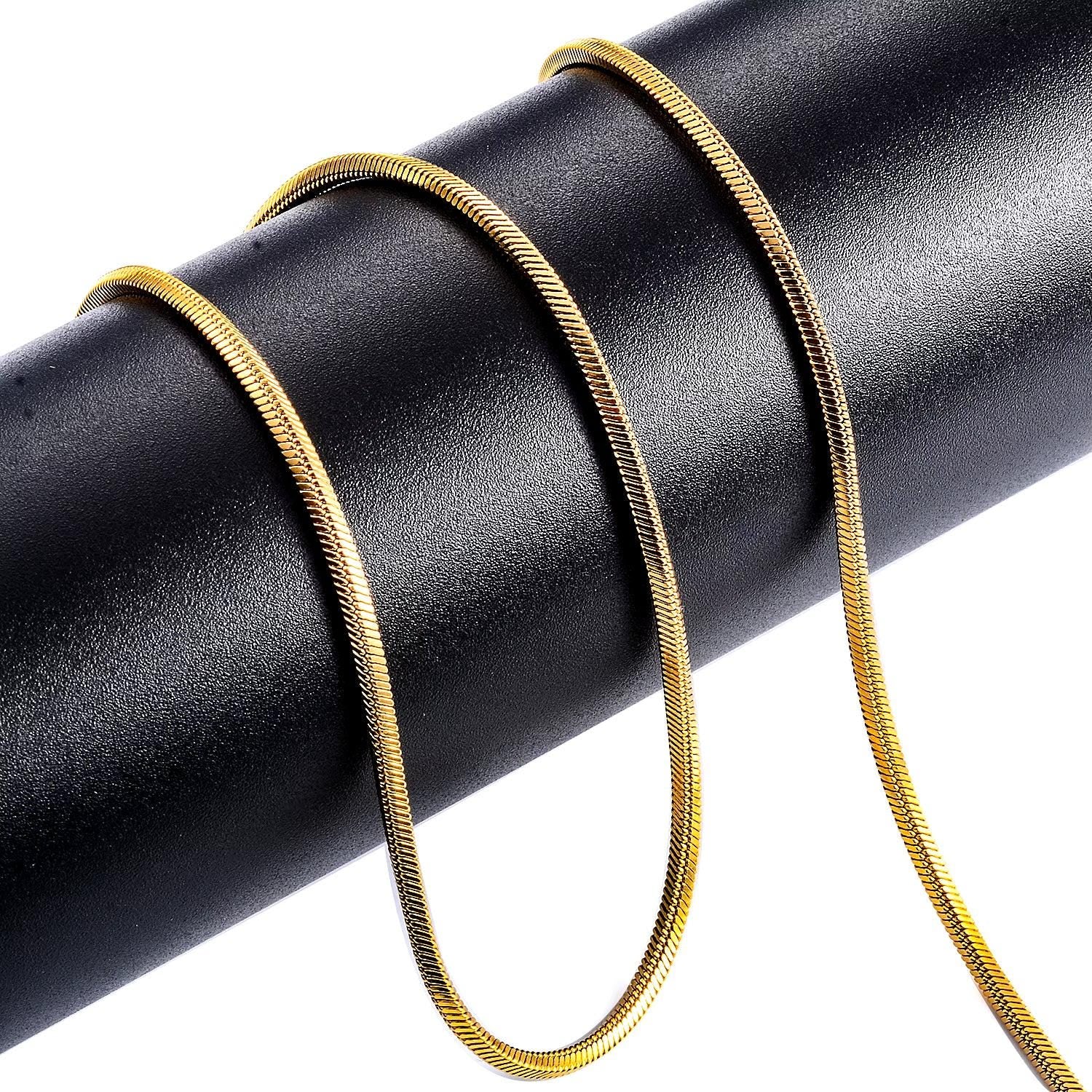 Witd 0.9/1.2/1.5/2/2.4Mm Stainless Steel Square Snake Chain Necklace Gold Color for Men Women&#39;S Fashion Jewelry