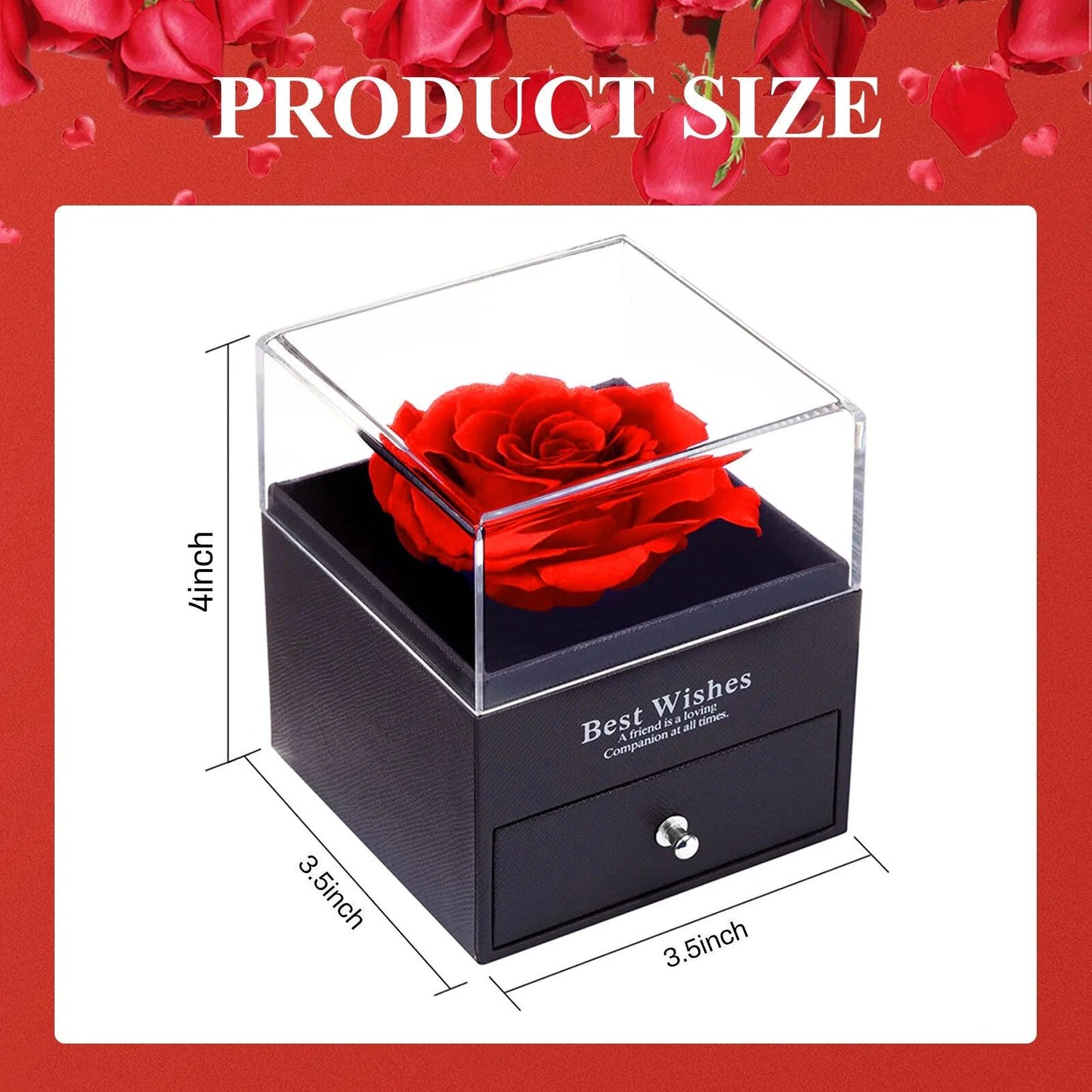 Preserved Red Real Rose with I Love You Necklace in 100 Languages -Eternal Flowers Rose Gifts for Mom Wife Girlfriend Her on Christmas Valentines Day Mother&#39;Sday Anniversary Birthday Gifts for Women