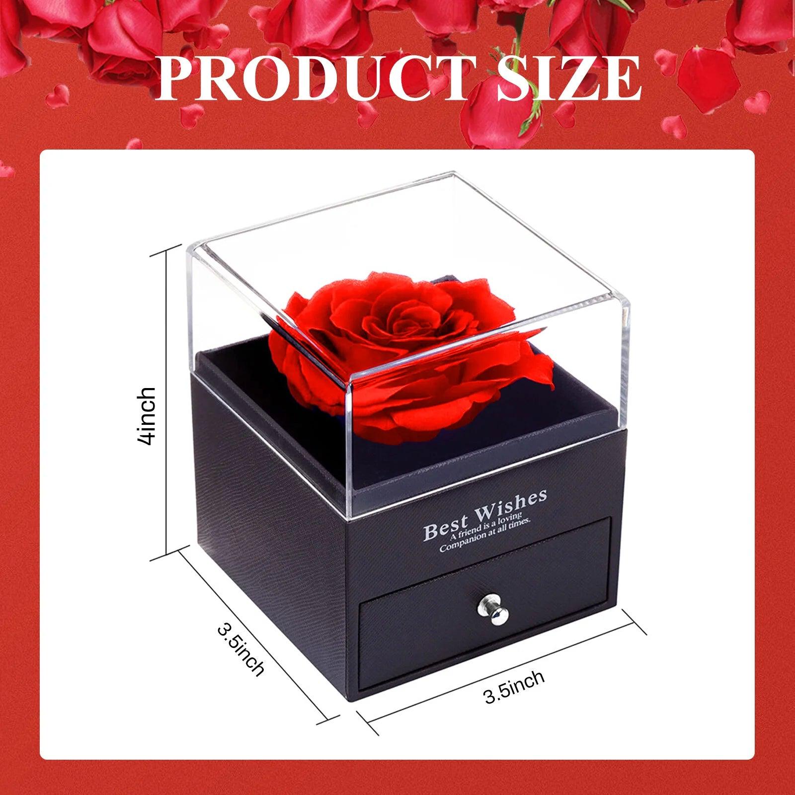 Preserved Red Real Rose with I Love You Necklace in 100 Languages -Eternal Flowers Rose Gifts for Mom Wife Girlfriend Her on Christmas Valentines Day Mother&#39;Sday Anniversary Birthday Gifts for Women
