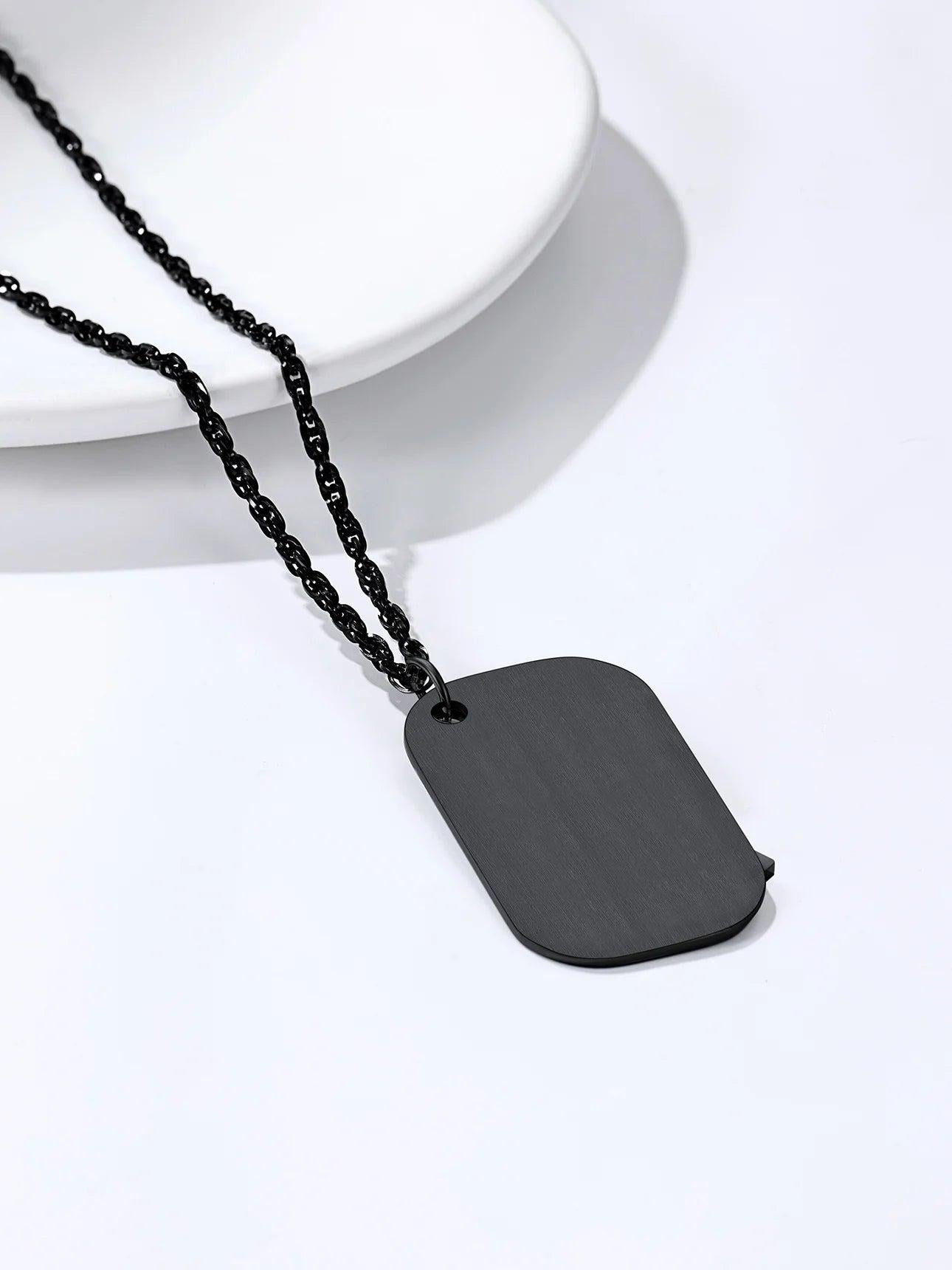 Cross Necklace Bible Verse Black Pendant for Men Stainless Steel Dog Tag Religious Jewelry Inspirational Gift for Husband Father Son