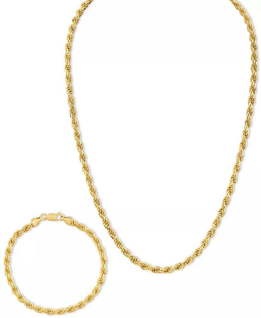 2-Pc. Set 22&quot; Rope Link Chain Necklace & Matching Bracelet, Created for Macy&#39;S