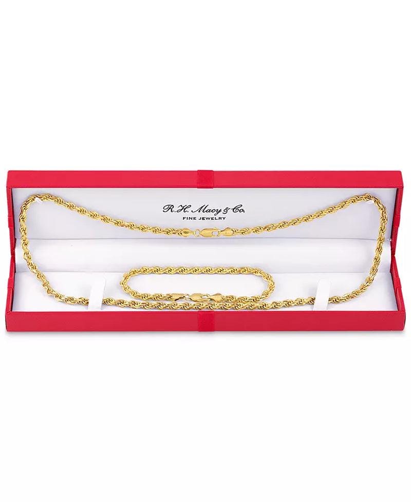 2-Pc. Set 22&quot; Rope Link Chain Necklace & Matching Bracelet, Created for Macy&#39;S