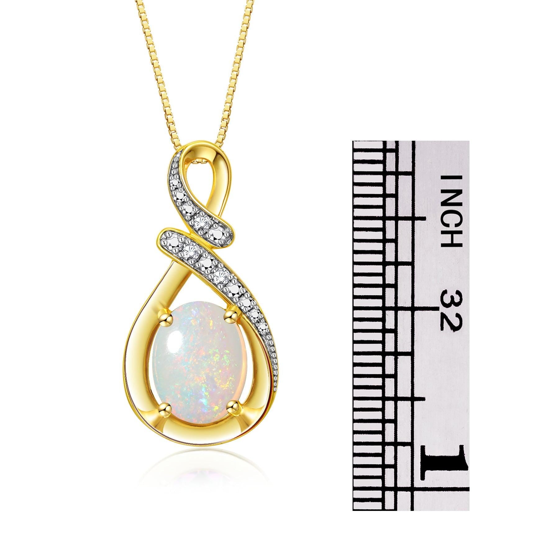 Necklaces for Women Yellow Gold Plated Silver Designer Necklace Gemstone & Genuine Diamonds Pendant 18&quot; Chain 9X7MM BLUE Sapphire Birthstone Womens Jewelry Silver Necklace for Women