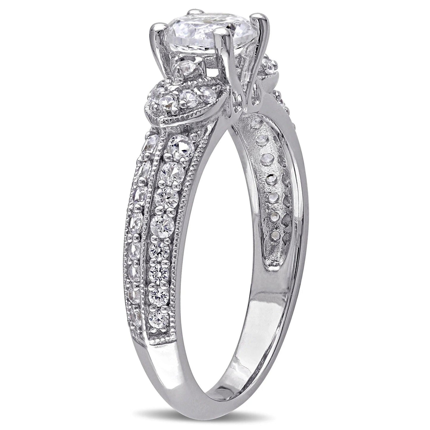 Women&#39;S Created Sapphire Sterling Silver Engagement Ring