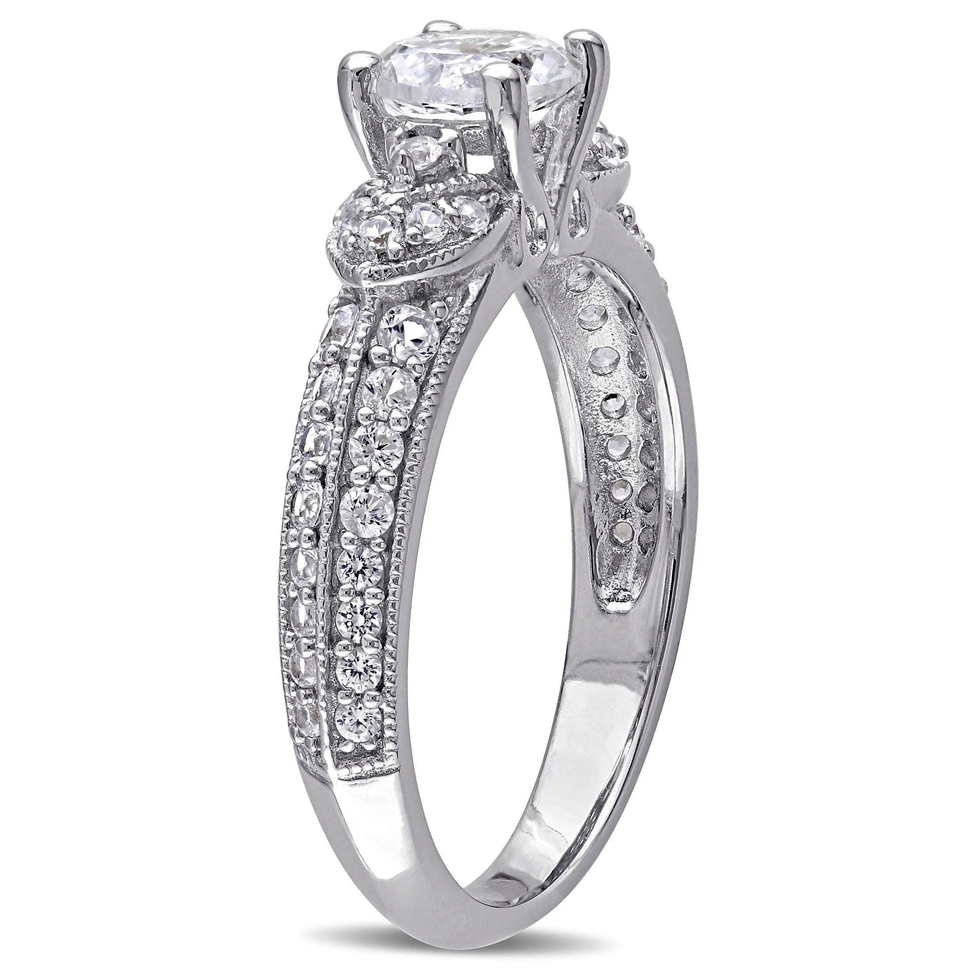Women&#39;S Created Sapphire Sterling Silver Engagement Ring