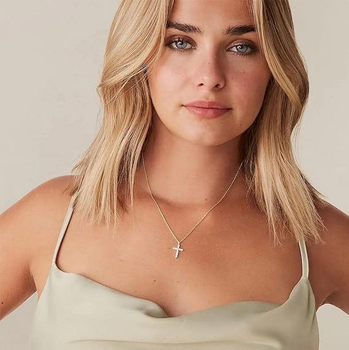 14K White Gold Plated Cross Necklace for Women | Cross Pendant | Gold Necklaces for Women