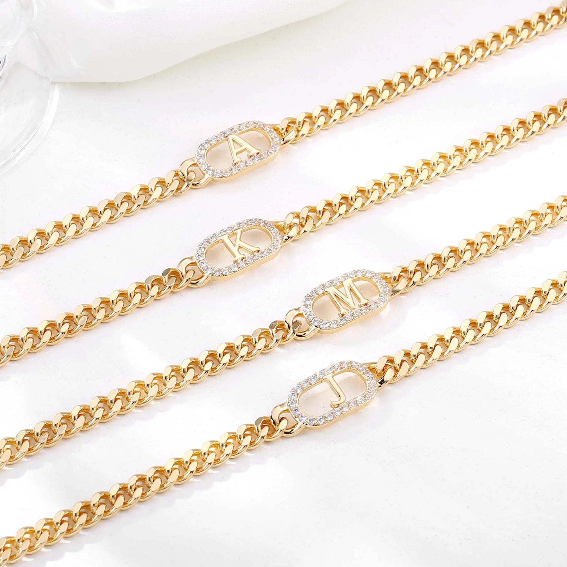 Gold Initial Ankle Bracelets for Women 14K Gold Filled Gold Anklets for Women Cuban Link Anklets for Women Handmade Gold Ankle Bracelets for Women