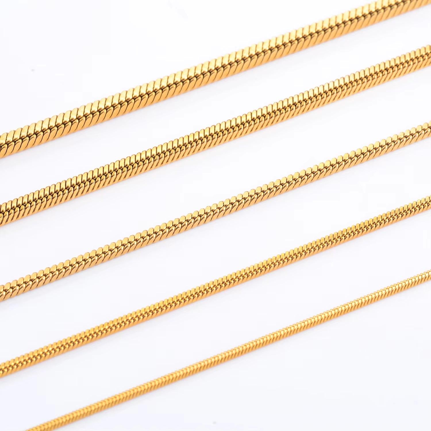 Witd 0.9/1.2/1.5/2/2.4Mm Stainless Steel Square Snake Chain Necklace Gold Color for Men Women&#39;S Fashion Jewelry