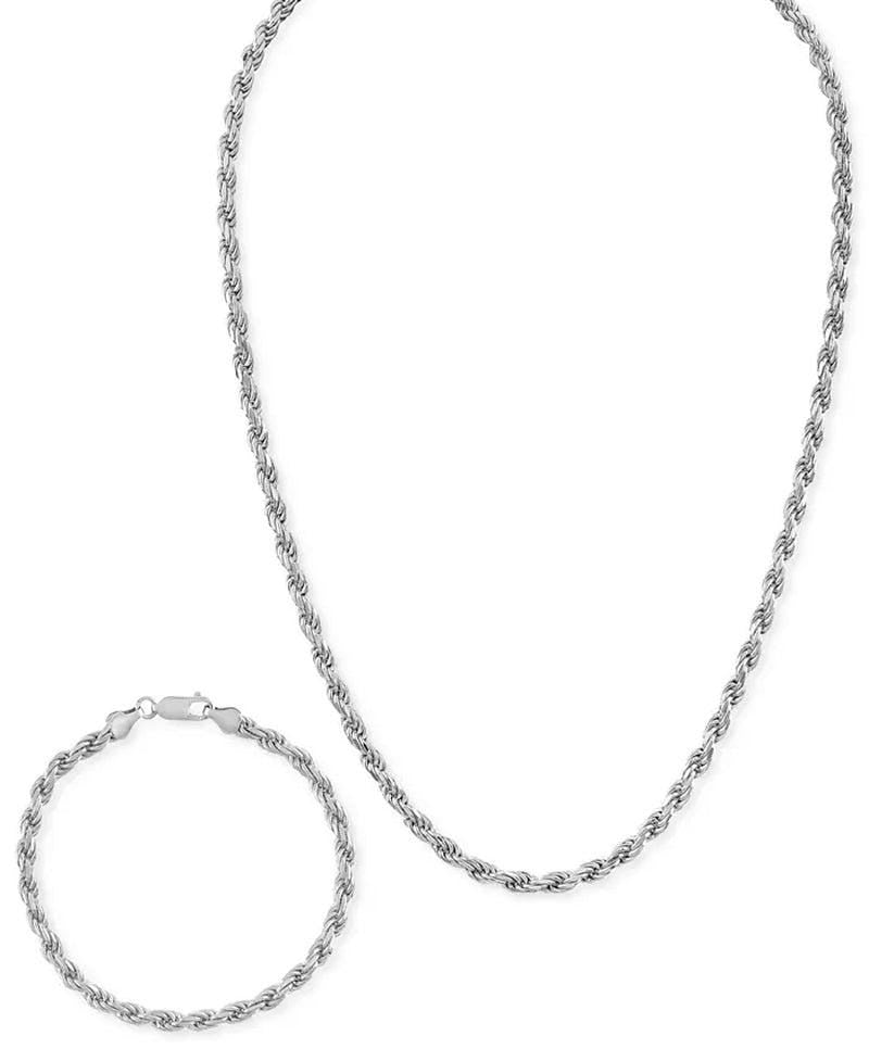 2-Pc. Set 22&quot; Rope Link Chain Necklace & Matching Bracelet, Created for Macy&#39;S