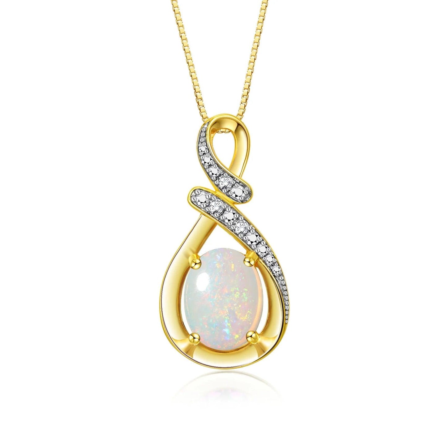 Necklaces for Women Yellow Gold Plated Silver Designer Necklace Gemstone & Genuine Diamonds Pendant 18&quot; Chain 9X7MM BLUE Sapphire Birthstone Womens Jewelry Silver Necklace for Women