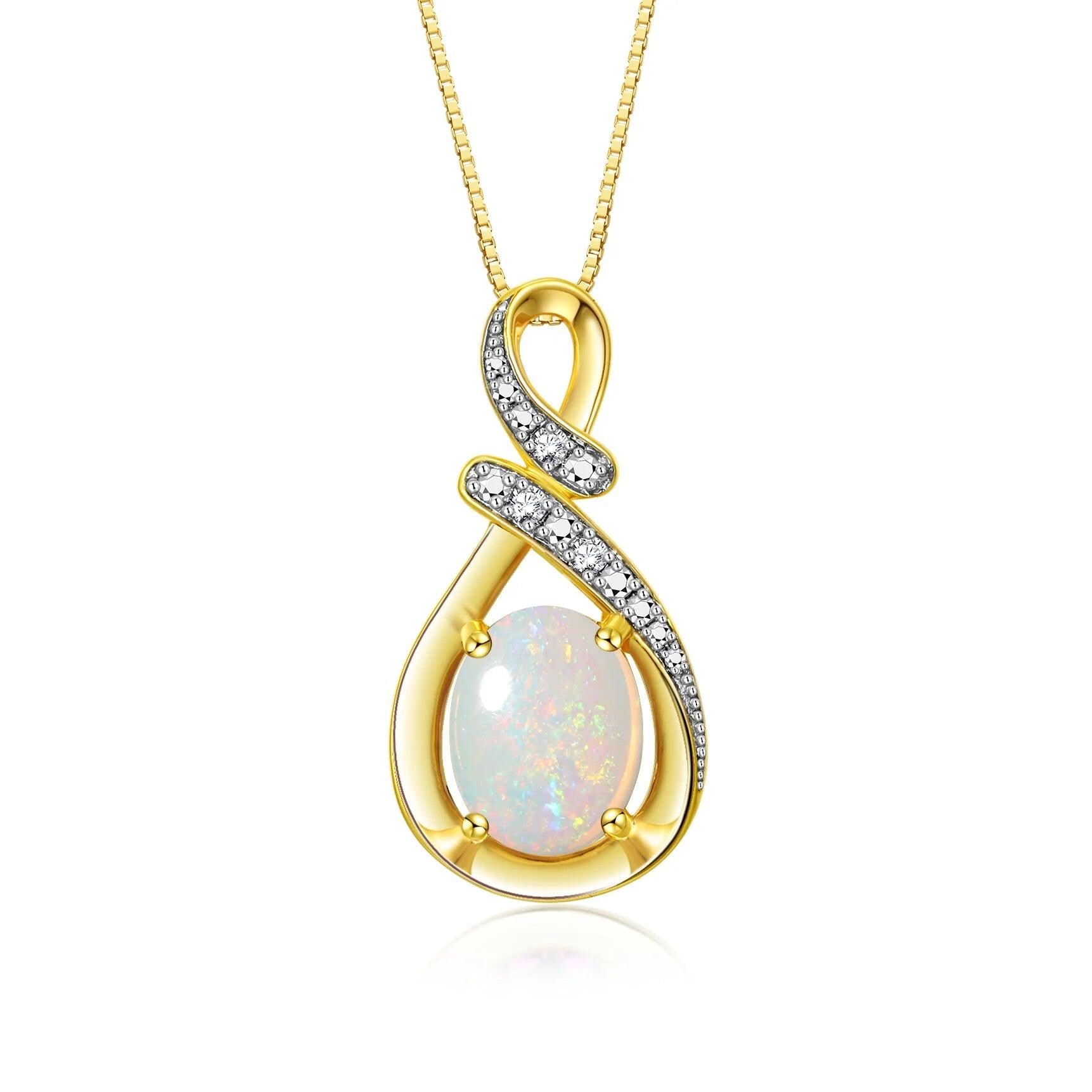 Necklaces for Women Yellow Gold Plated Silver Designer Necklace Gemstone & Genuine Diamonds Pendant 18&quot; Chain 9X7MM BLUE Sapphire Birthstone Womens Jewelry Silver Necklace for Women