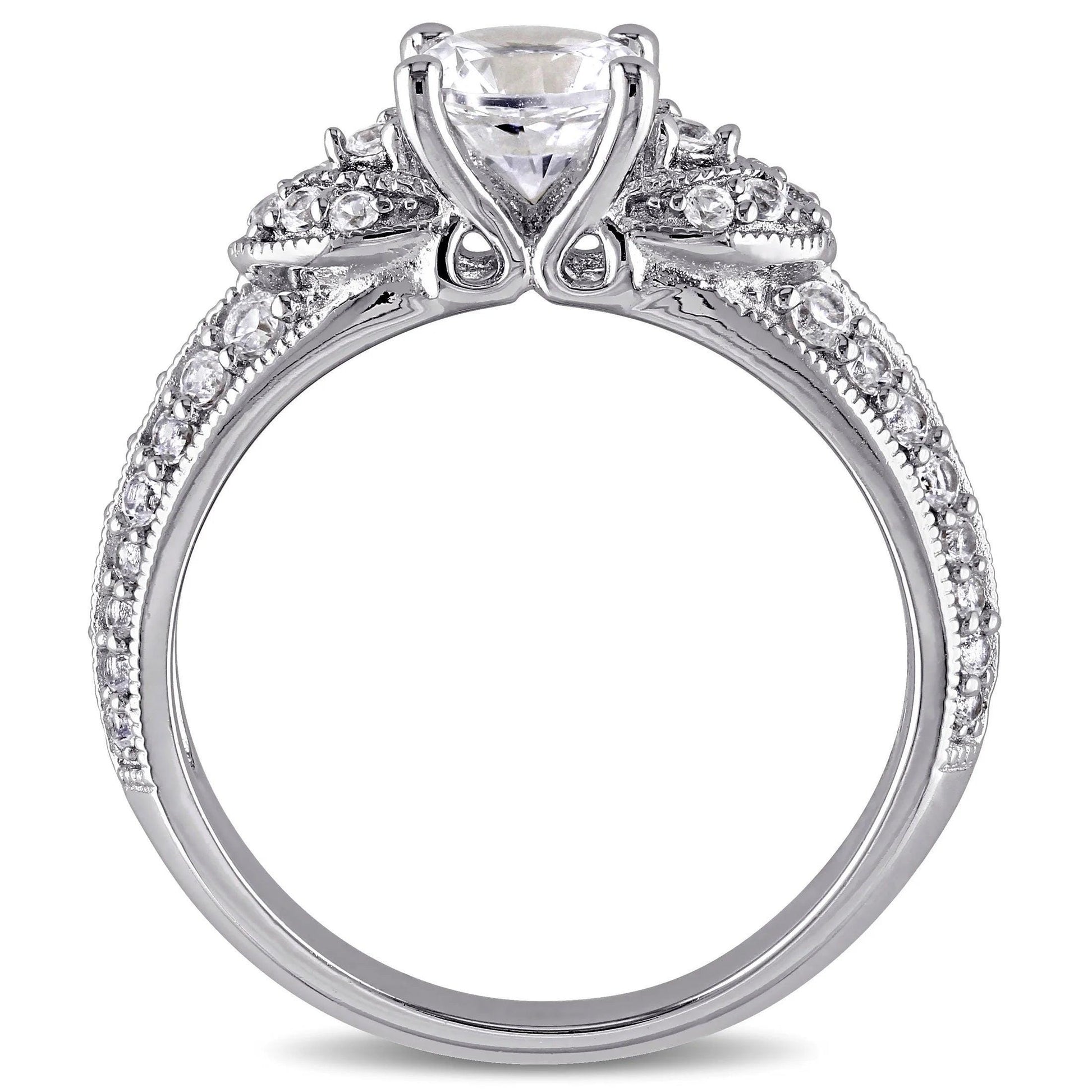 Women&#39;S Created Sapphire Sterling Silver Engagement Ring
