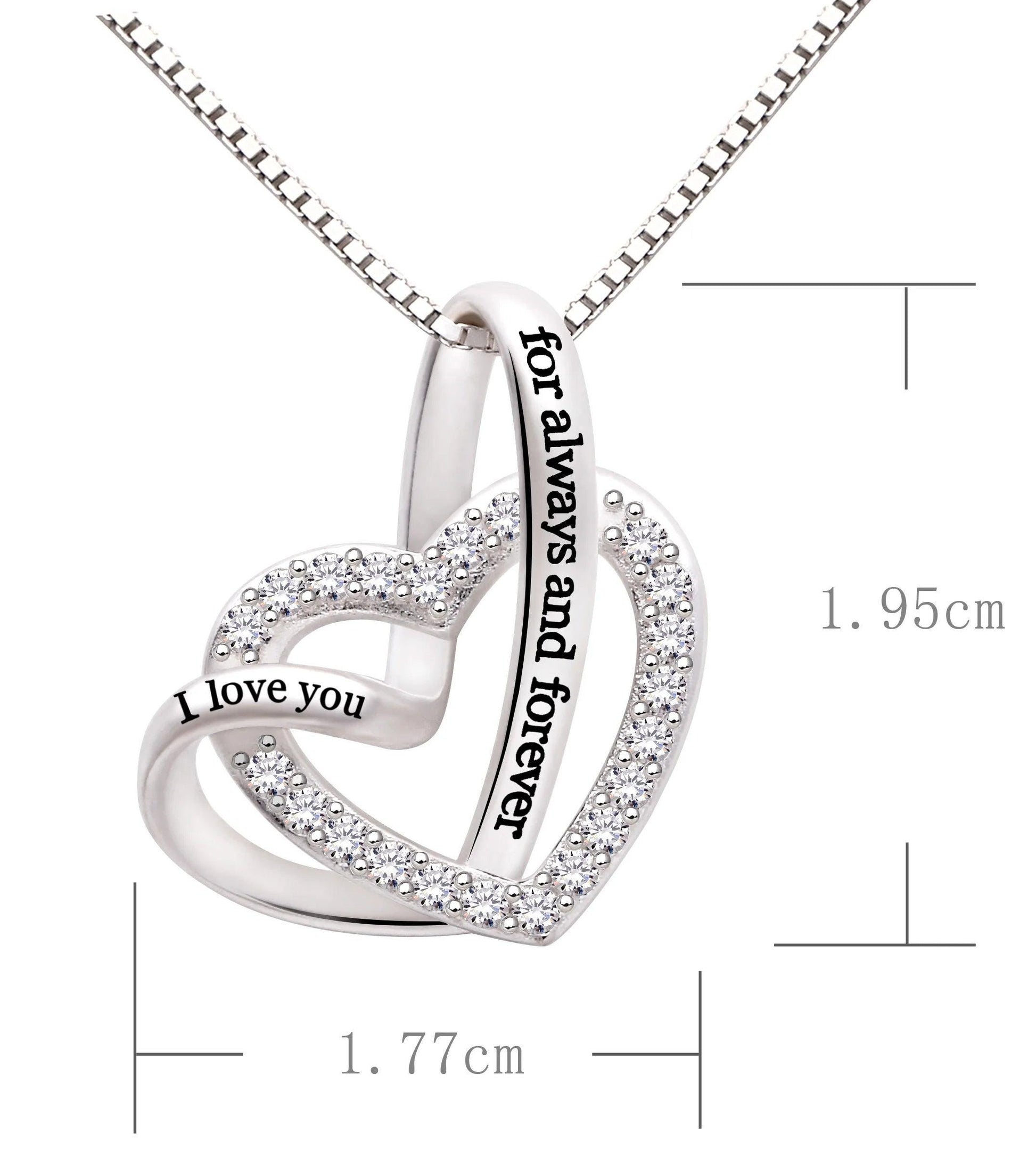 Jewelry Sterling Silver &quot;I Love You for Always and Forever&quot; Love Heart Cubic Zirconia Necklace