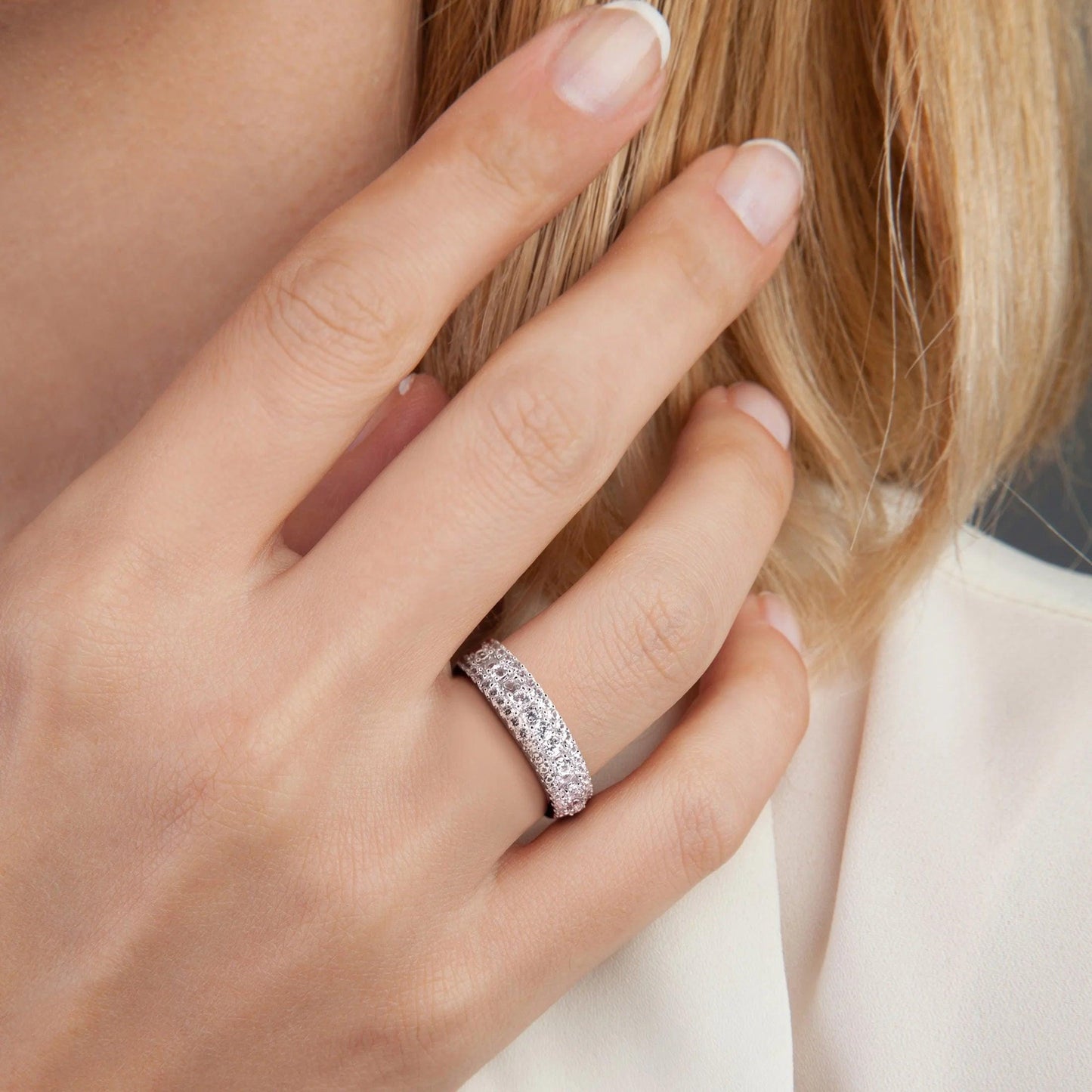 Women&#39;S Created Sapphire Sterling Silver Ring
