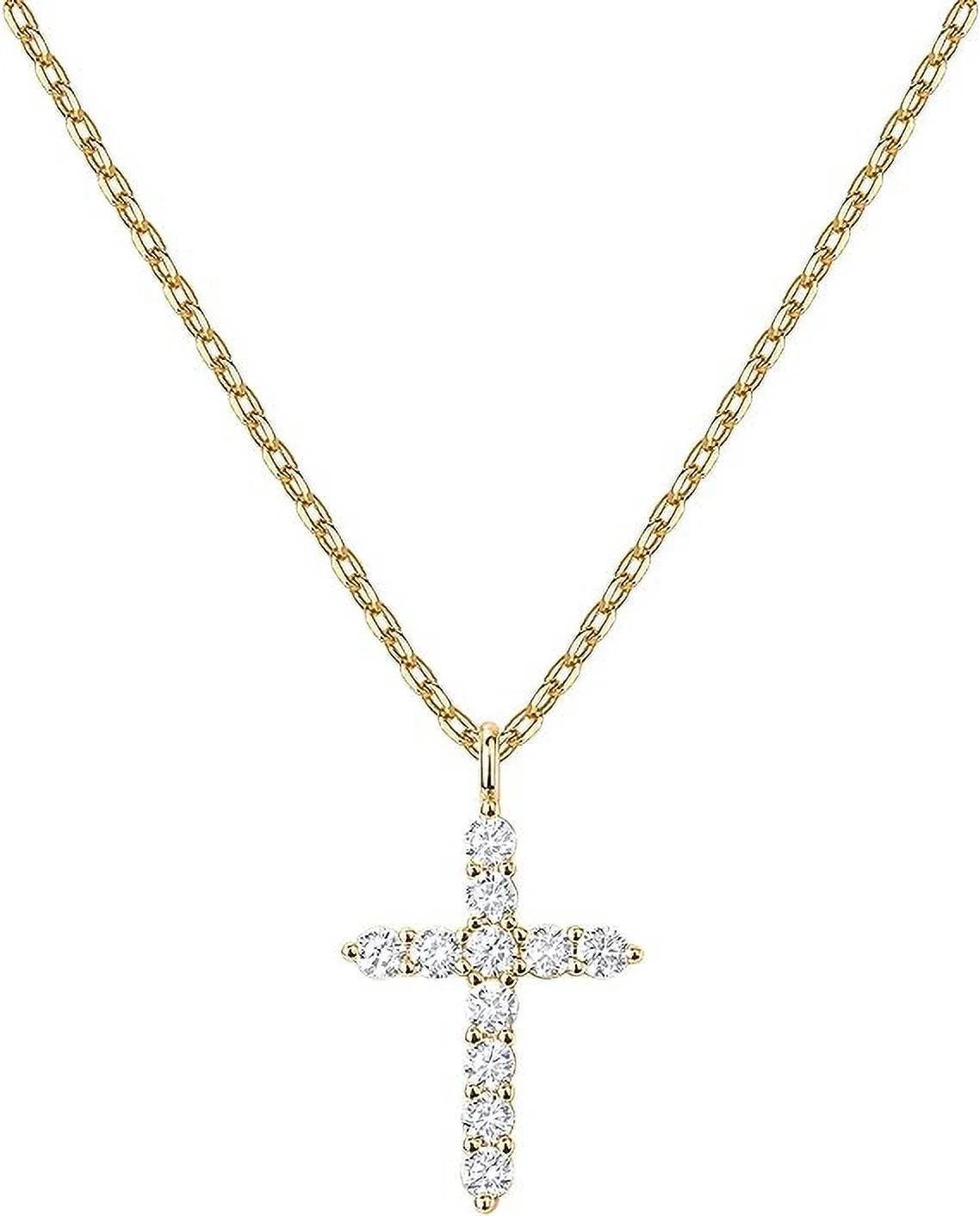 14K White Gold Plated Cross Necklace for Women | Cross Pendant | Gold Necklaces for Women
