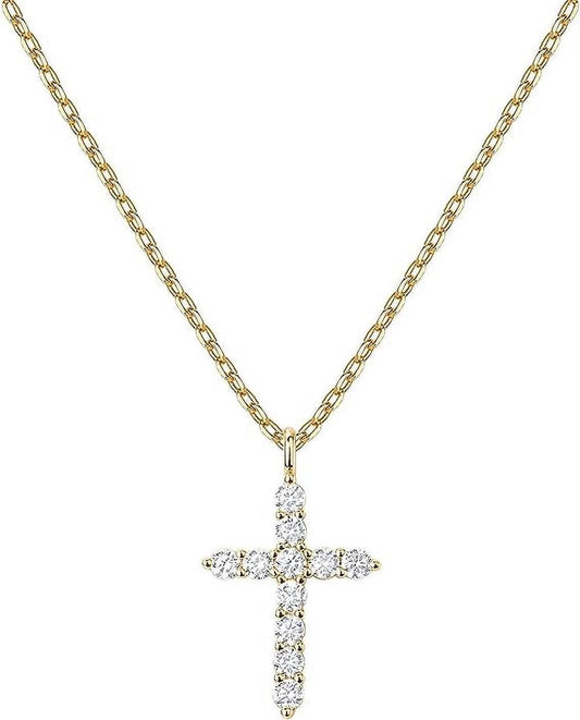 14K White Gold Plated Cross Necklace for Women | Cross Pendant | Gold Necklaces for Women
